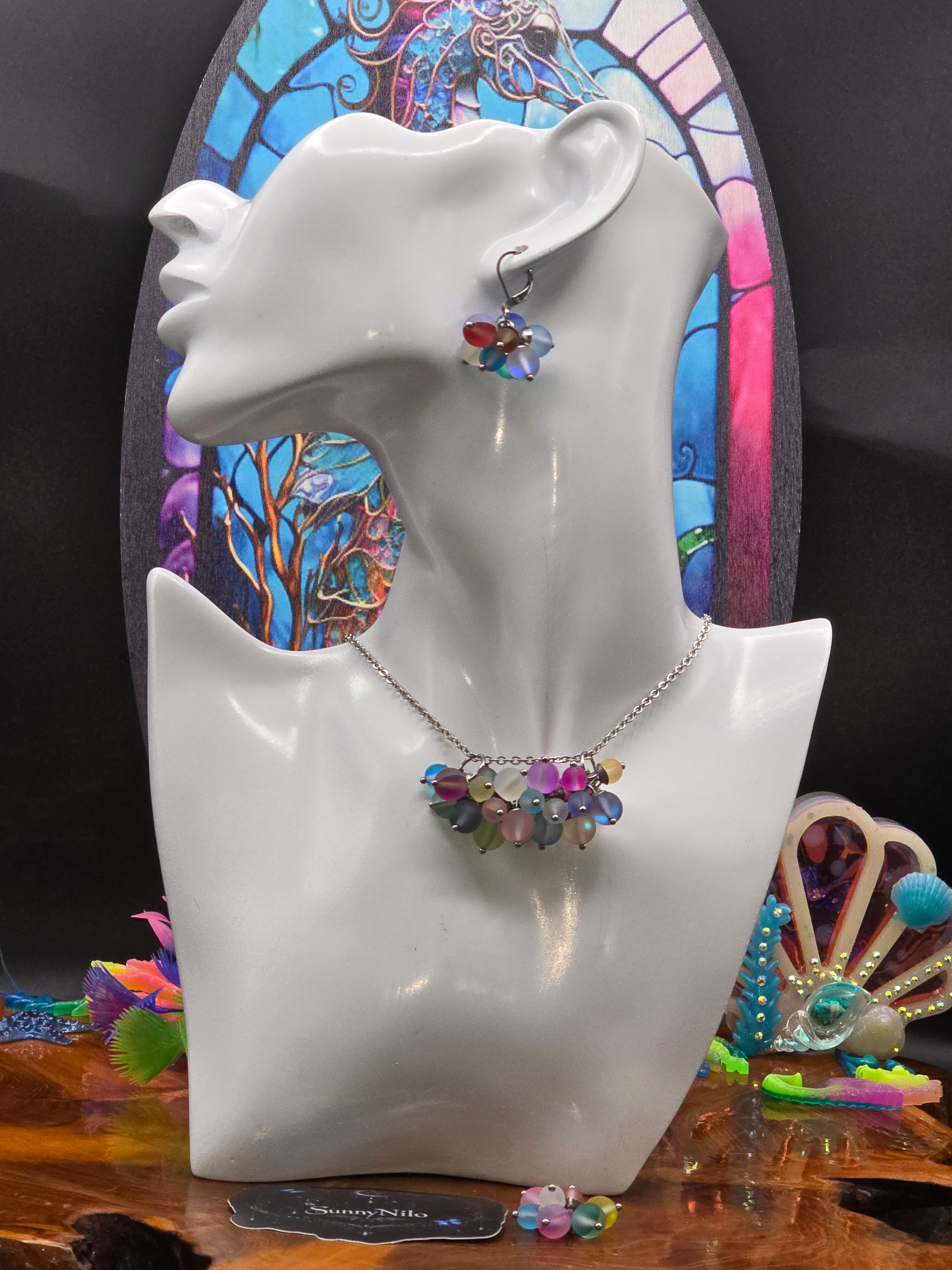 Schmuckset/3D-Glasperlen/Edelstahl