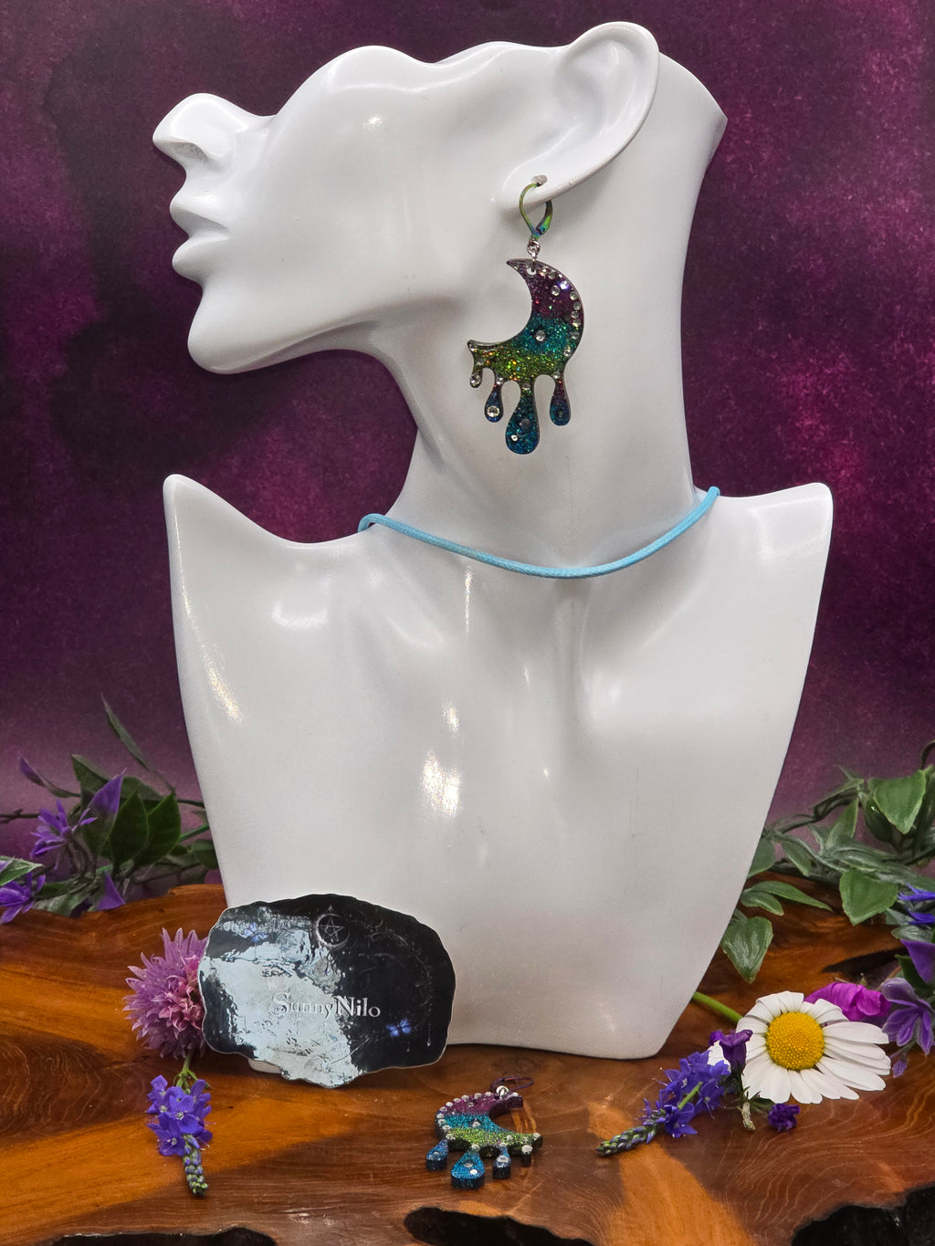 🌙 Moon Drip – Holografische Statement Ohrringe 🌙