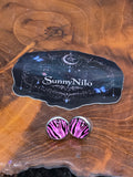 Pinke Zebra-Edelstahl-Ohrstecker