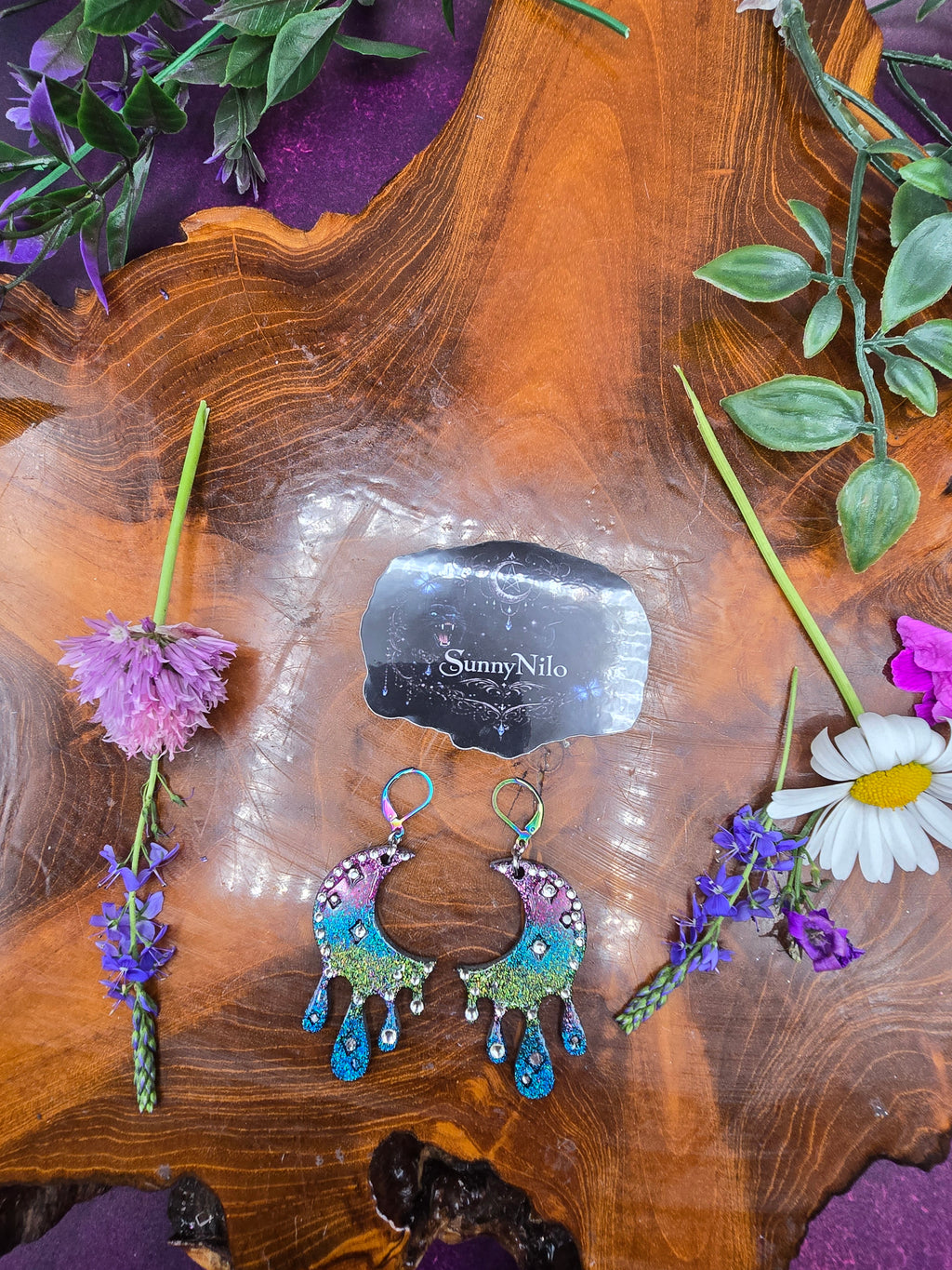 🌙 Moon Drip – Holografische Statement Ohrringe 🌙