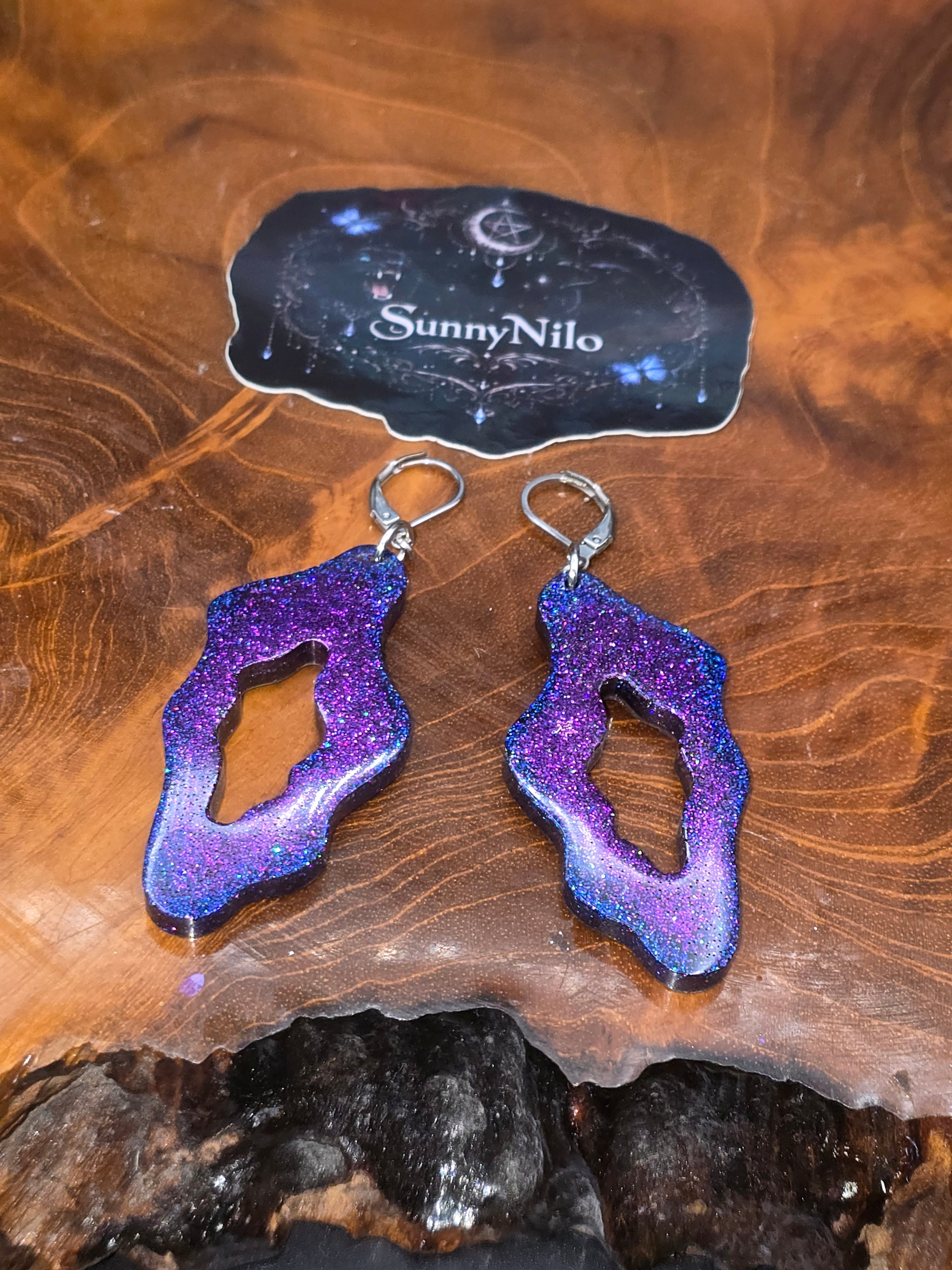 Ohrringe Geode Lila/Blau