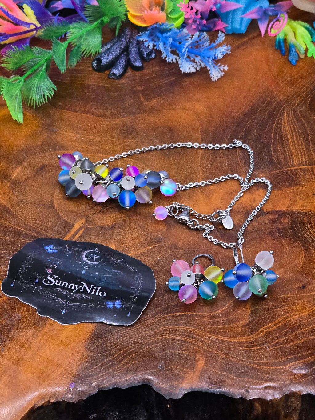 Schmuckset/3D-Glasperlen/Edelstahl