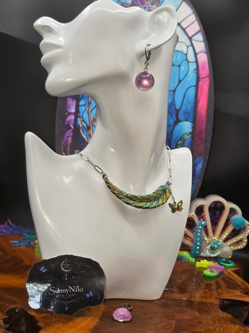 Cabochon-Hängerchen, rosa, Glitzer